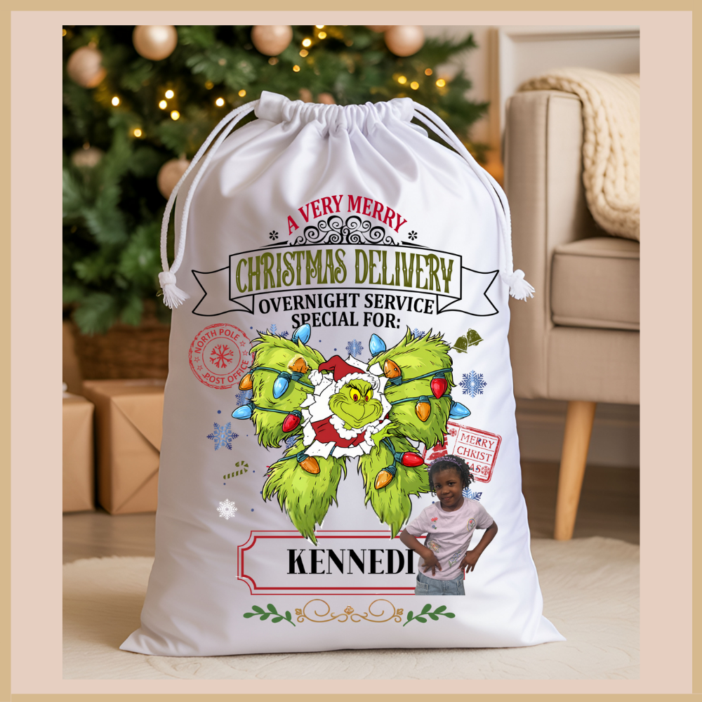 Green Grump Personalized Christmas Gift Sack