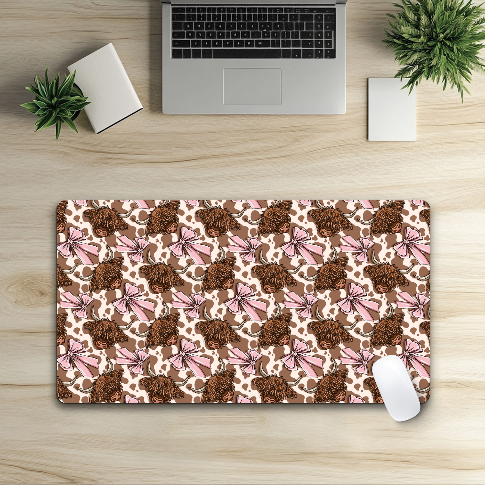 Custom Highland Cow Mouse Pad & Desk Mat