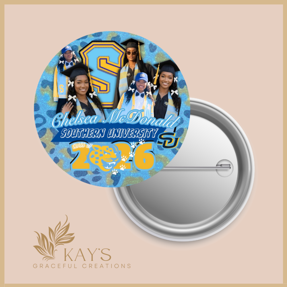 Custom Class of 2026 Graduation Photo Button | Personalized Senior Pin