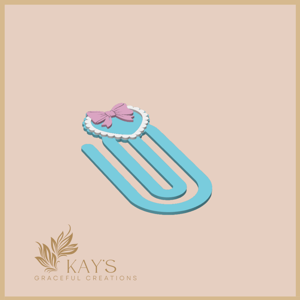 Sweet Heart Bow Paper Clip Holder – Cute Coquette Office Decor