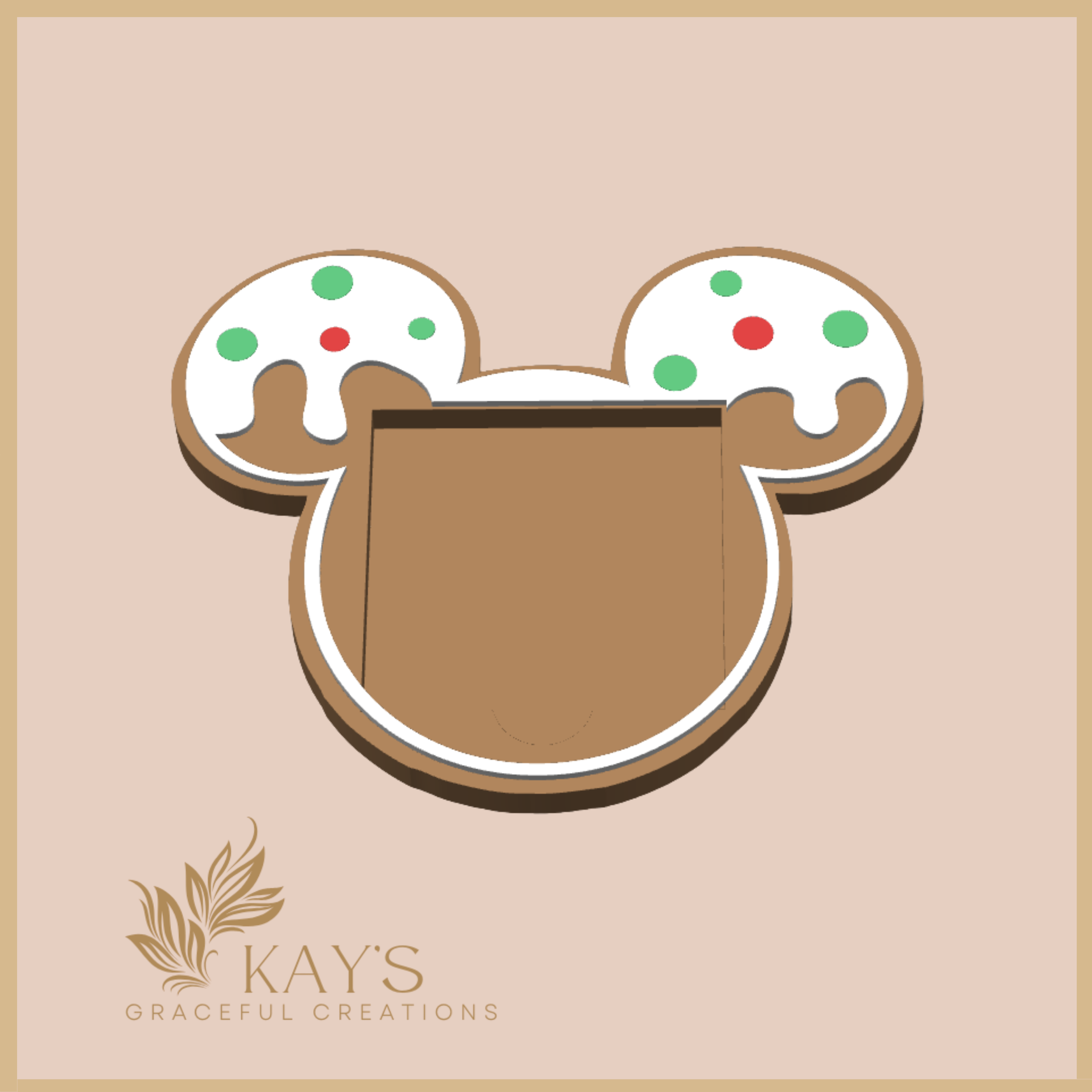 Gingerbread Ears Sticky Note Holder – Christmas Desk Accessory