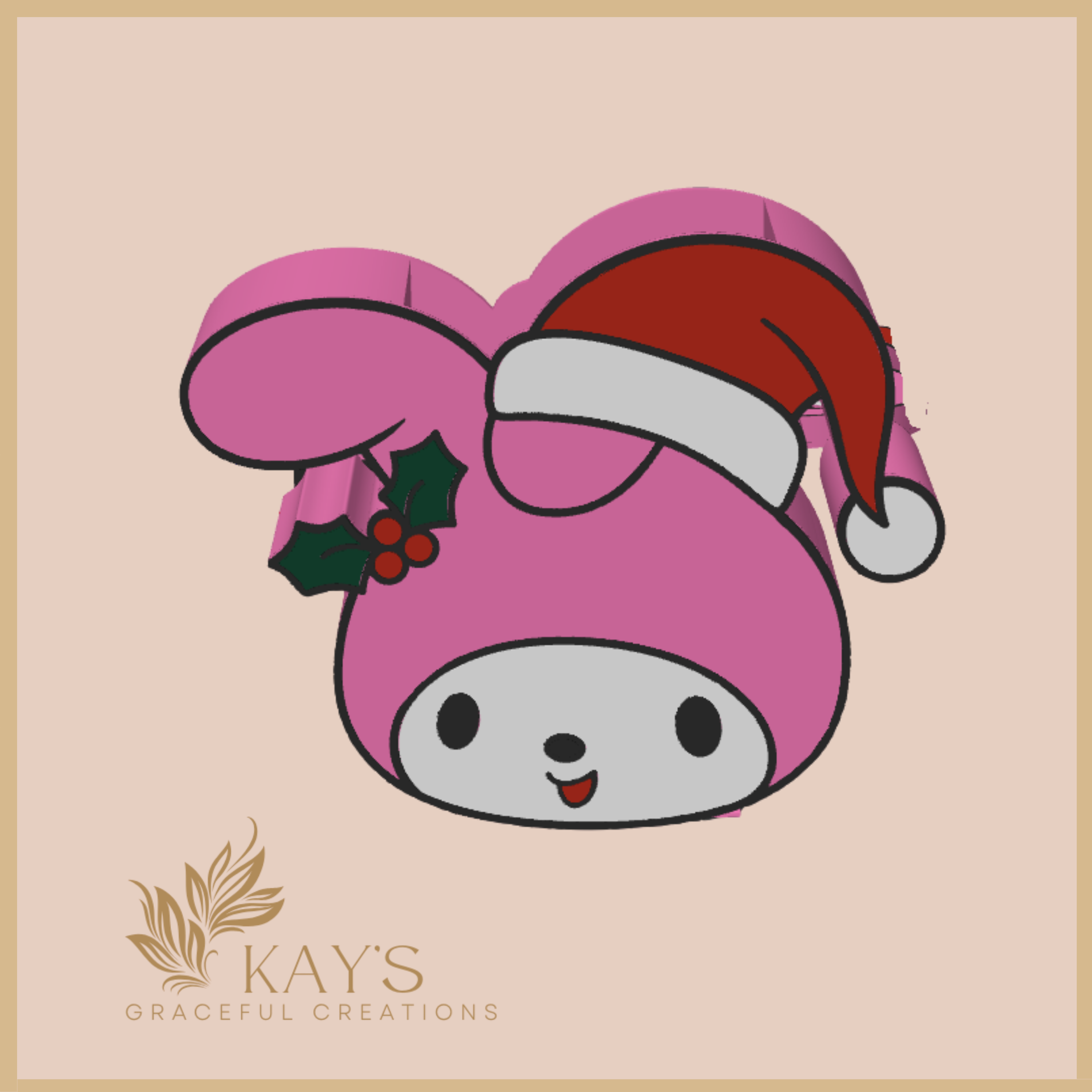 Holly Bunny Pen Holder – Pink Christmas Desk Organizer