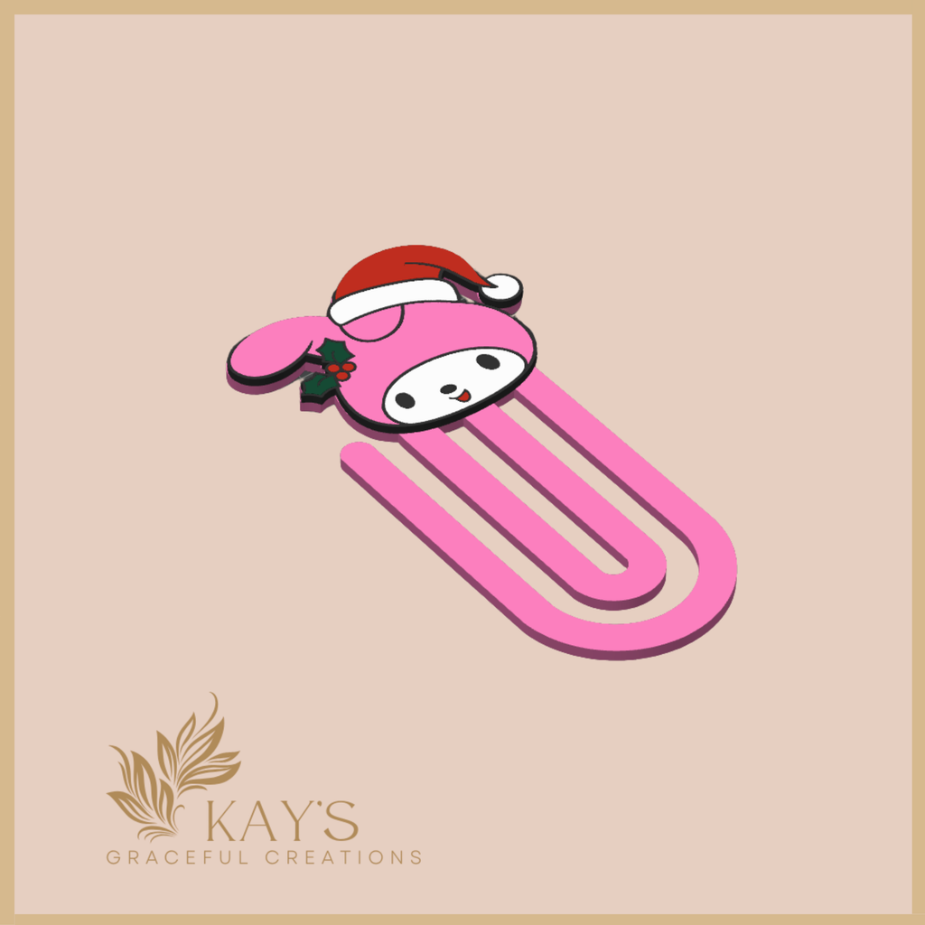 Holly Bunny Paper Clip Holder – Adorable Pink Holiday Organizer