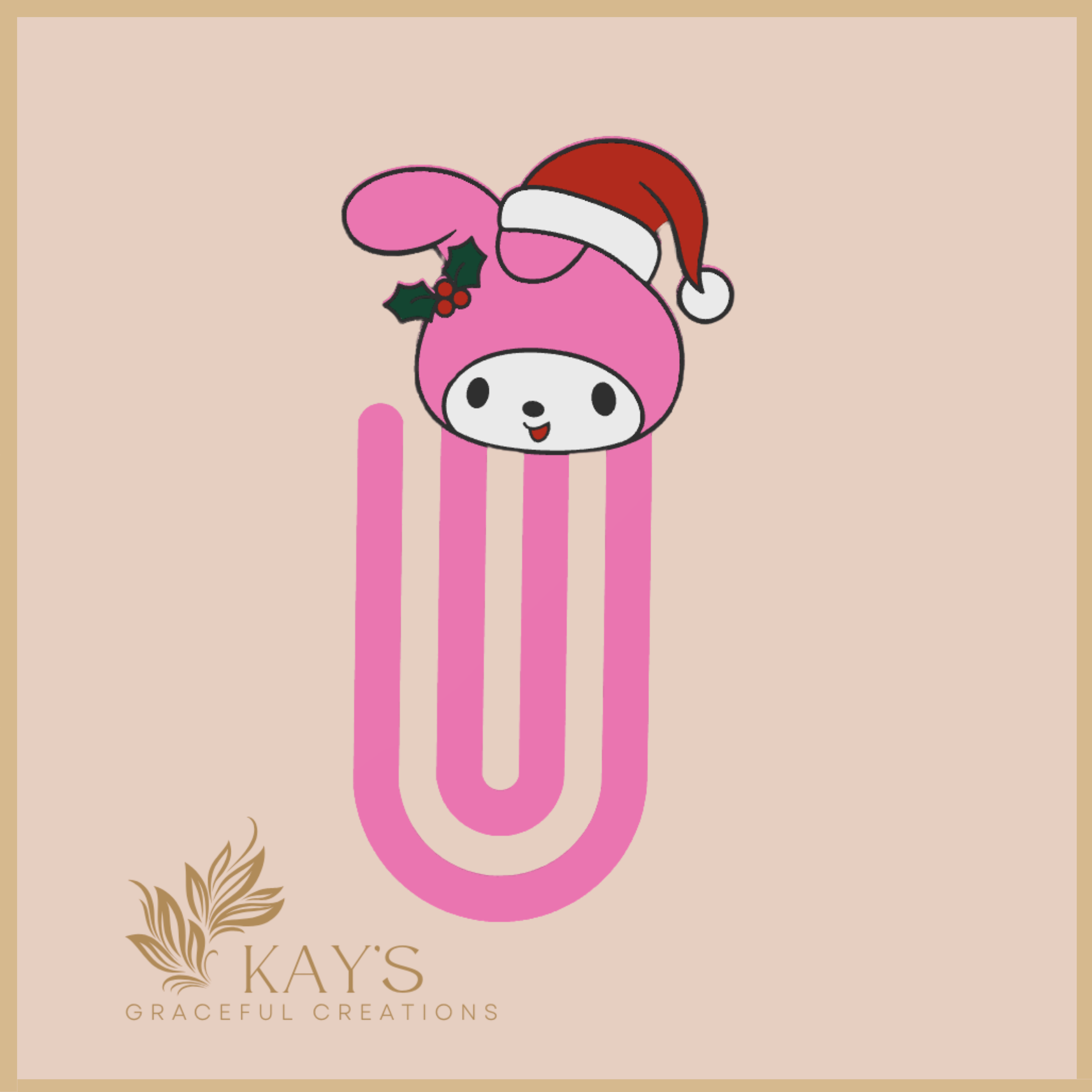 Holly Bunny Paper Clip Holder – Adorable Pink Holiday Organizer