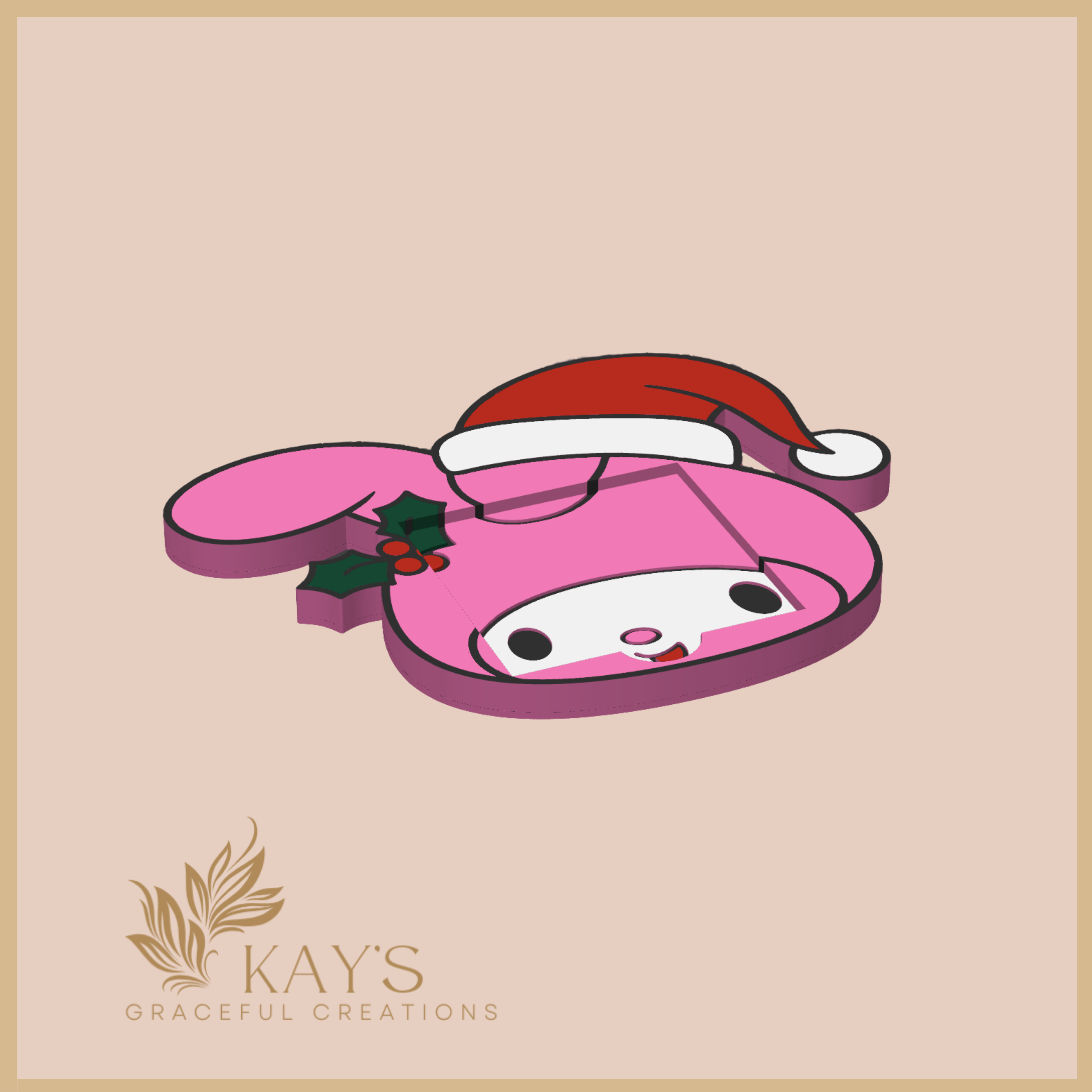 Holly Bunny Sticky Note Holder – Cute Holiday Desk Accessory