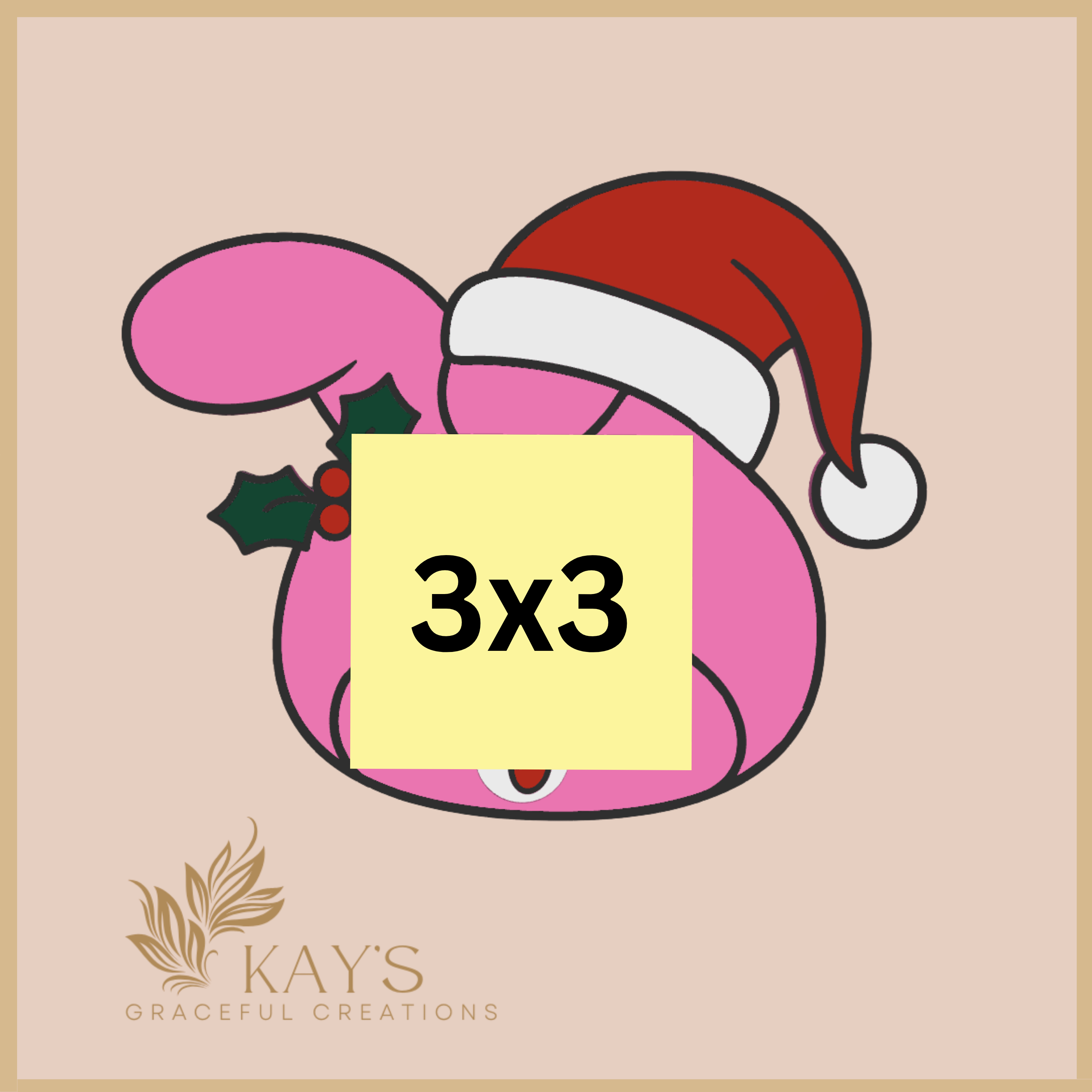 Holly Bunny Sticky Note Holder – Cute Holiday Desk Accessory