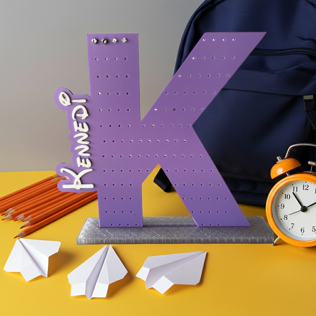 Personalized 3D Printed Letter Earring Holder | Custom Name Jewelry Stand