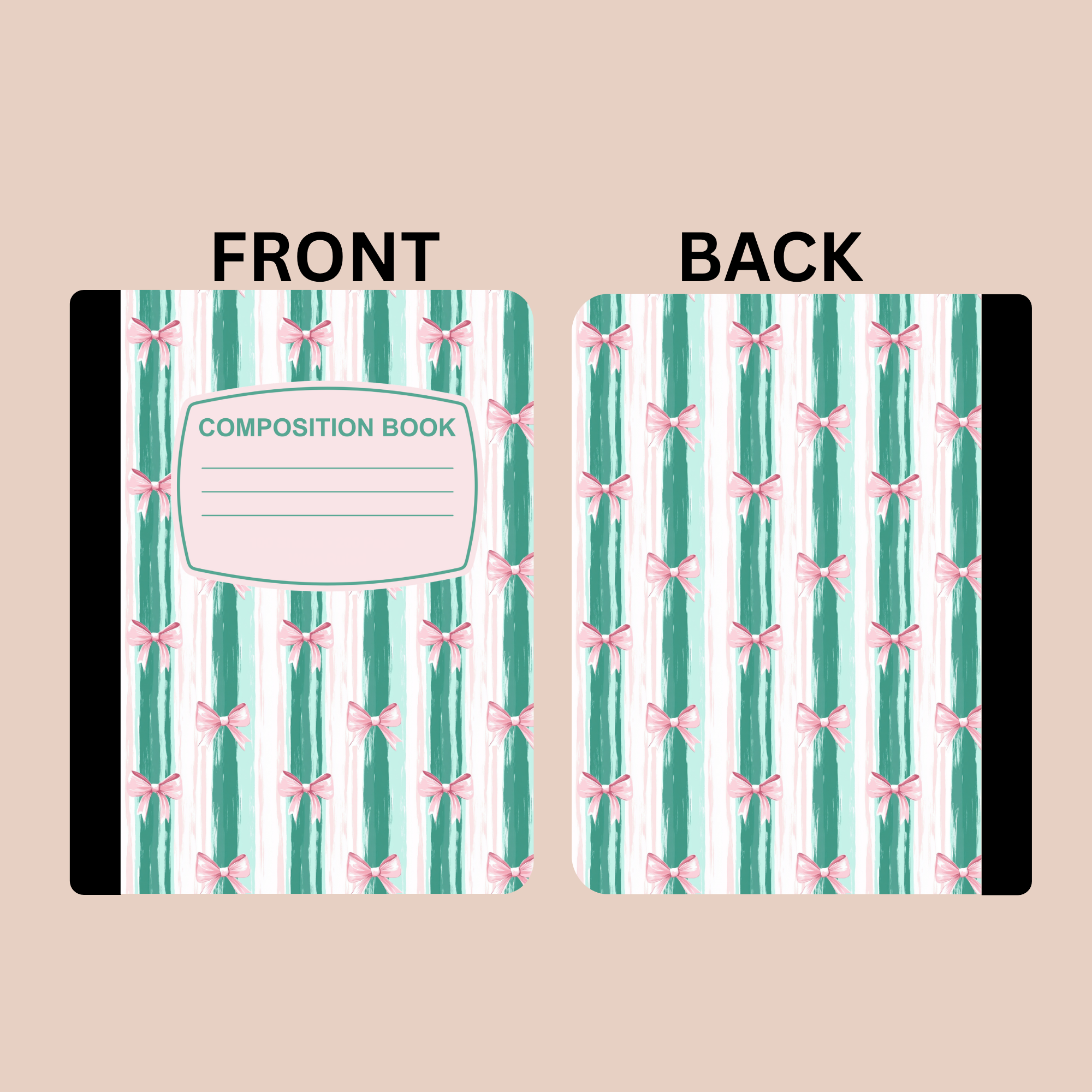 Pink Bow & Stripes Composition Notebook