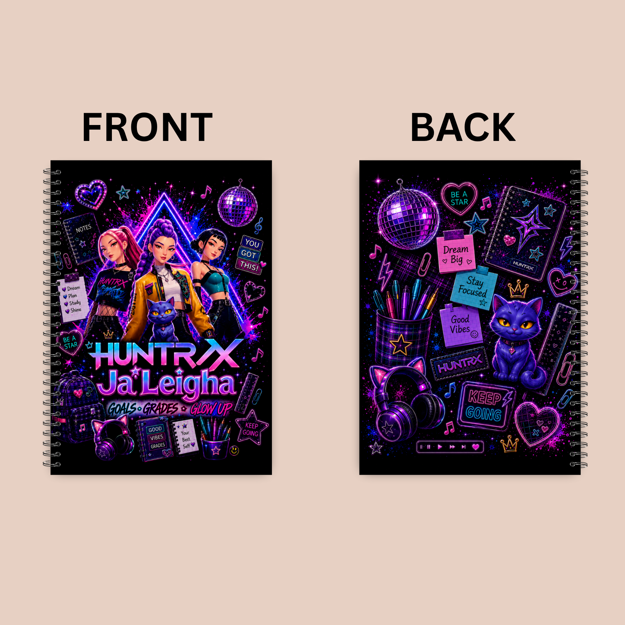 Personalized K-Pop Neon Spiral Notebook