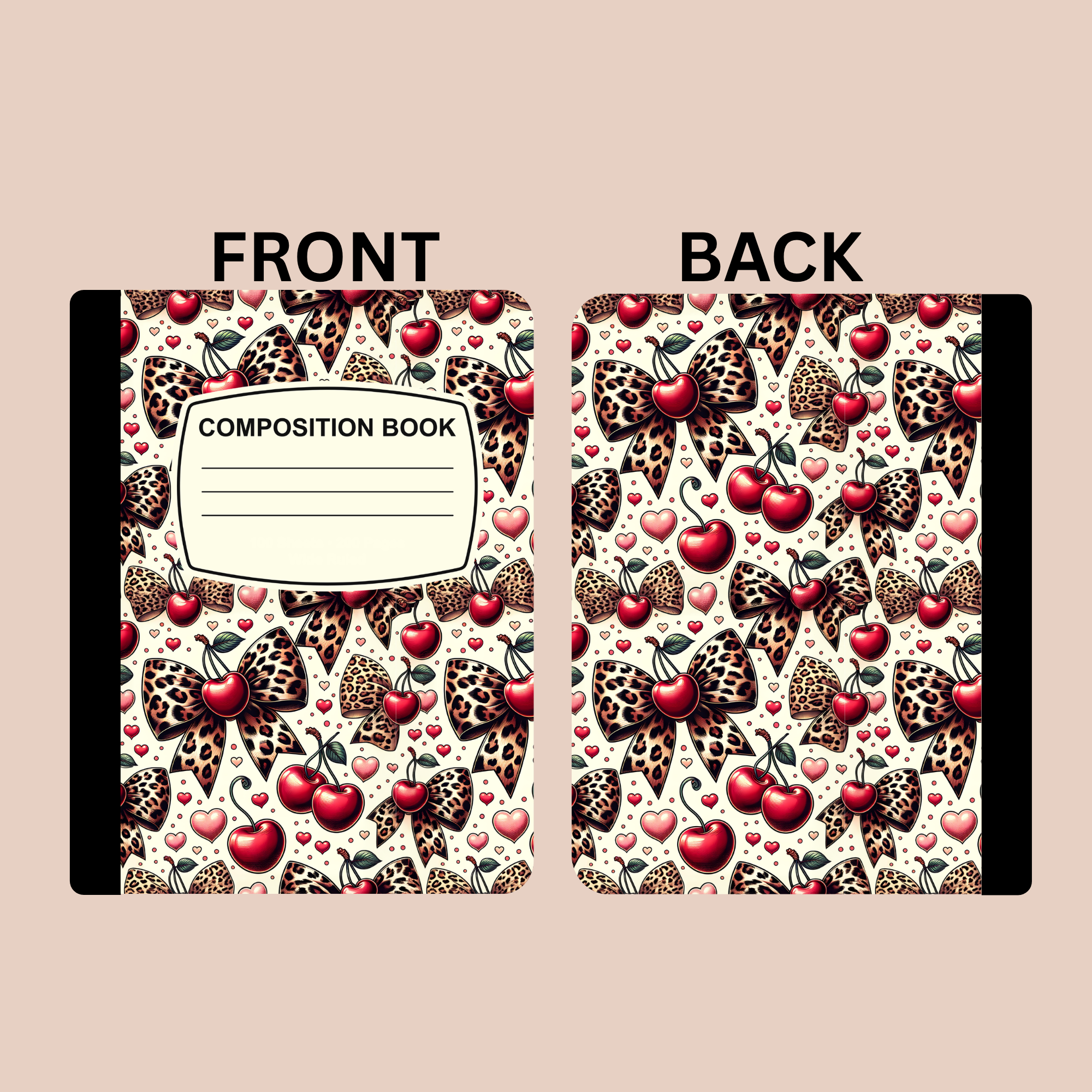 Cherry Leopard Print Composition Notebook