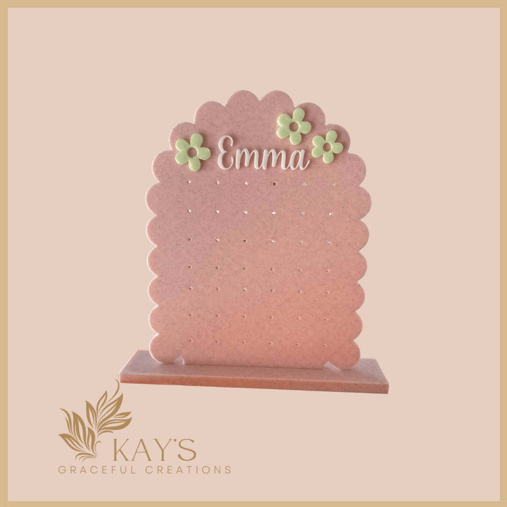 Scalloped Earring Holder with Name