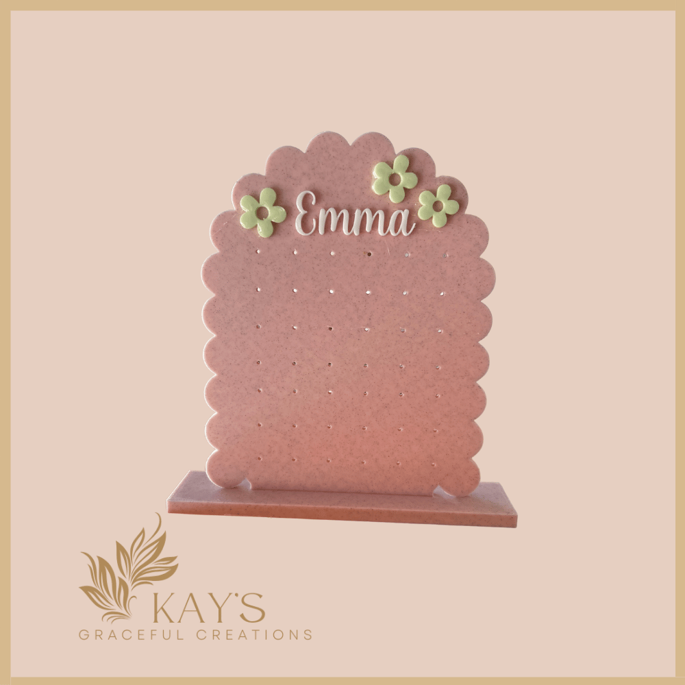 Scalloped Earring Holder with Name