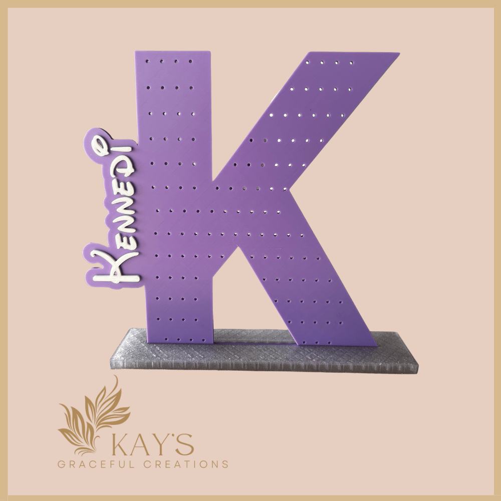 Personalized 3D Printed Letter Earring Holder | Custom Name Jewelry Stand
