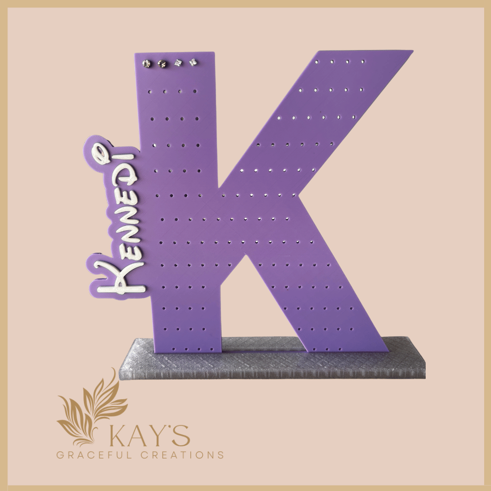 Personalized 3D Printed Letter Earring Holder | Custom Name Jewelry Stand