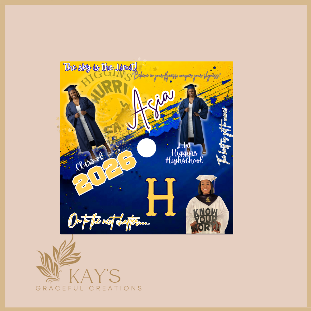 Custom Class of 2026 Graduation Cap Topper | Personalized Photo Grad Cap Cover