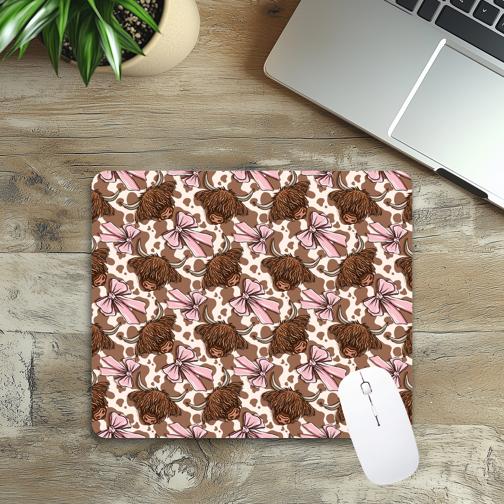 Custom Highland Cow Mouse Pad & Desk Mat