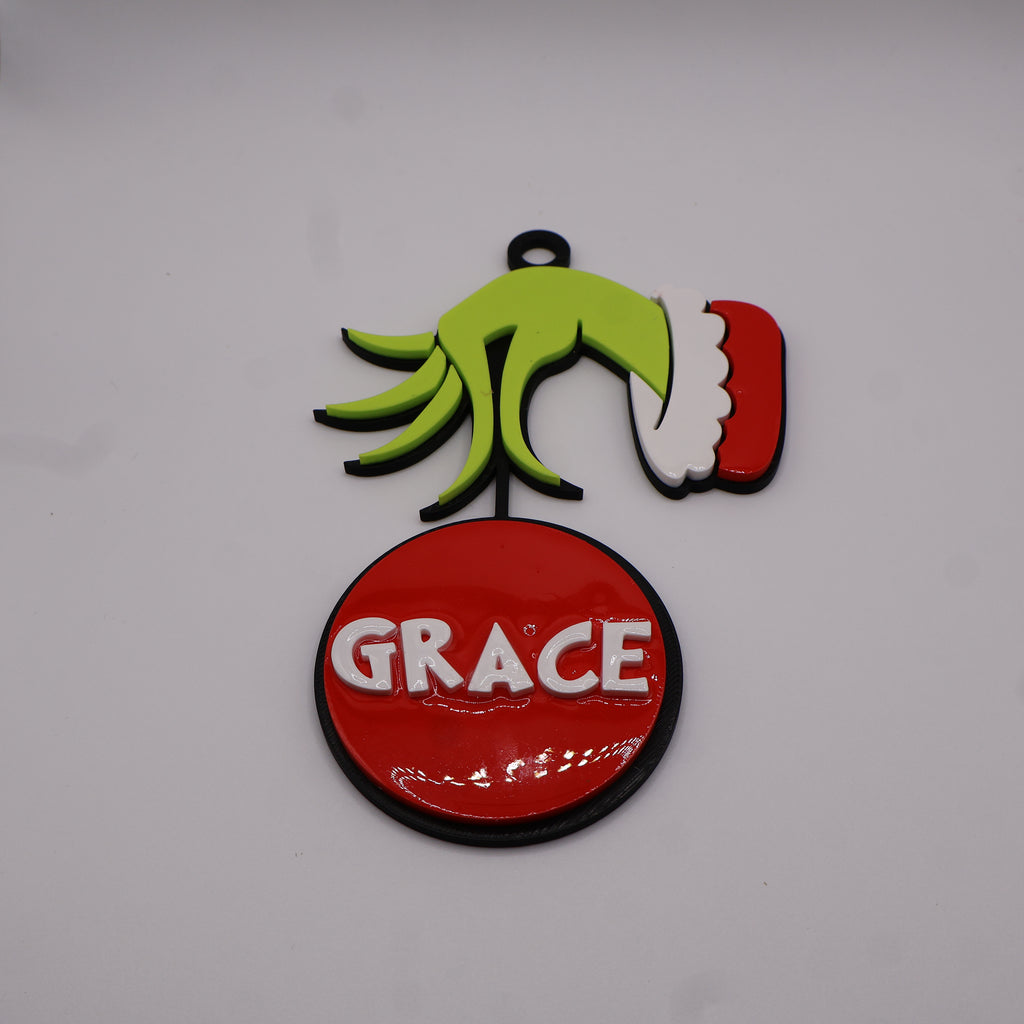 Personalized Grinch Themed Holiday Ornaments