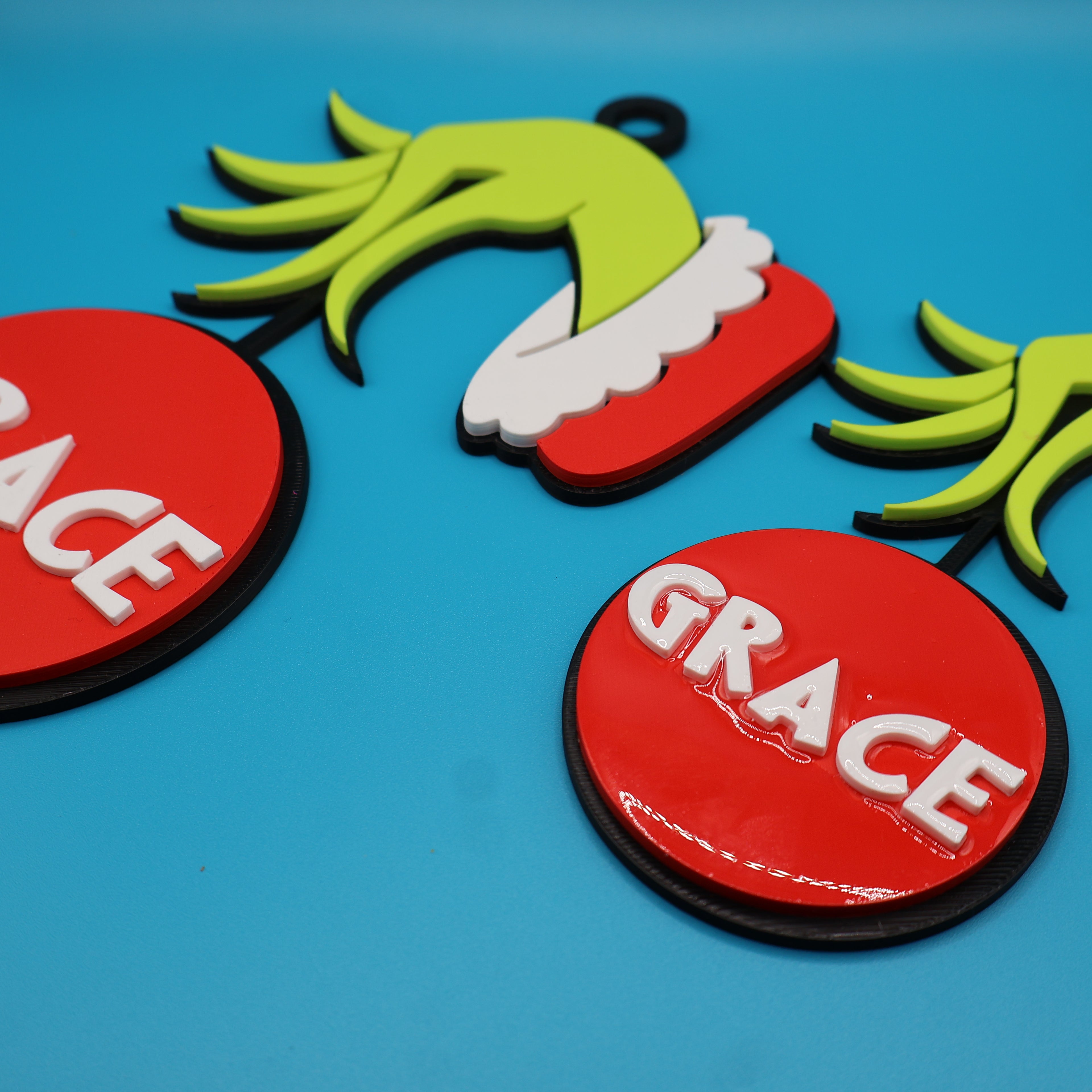 Personalized Grinch Themed Holiday Ornaments