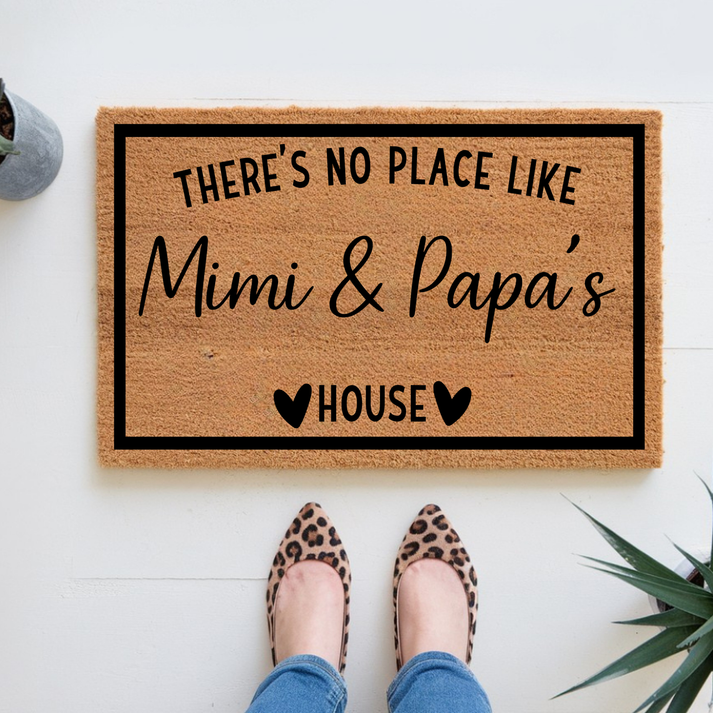 Personalized "Mimi & Papa's House" Welcome Mat - Custom Grandparent Gift