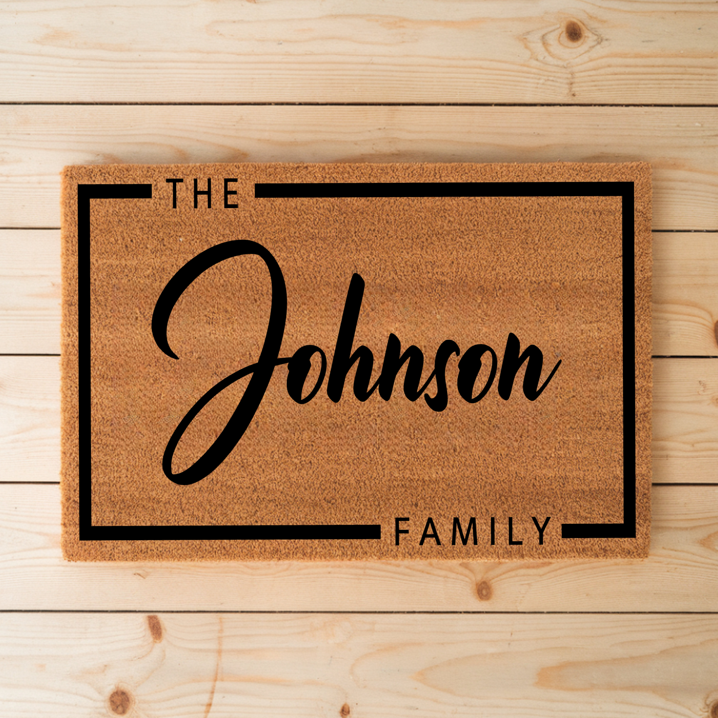 Elegant Custom Last Name Rug - Minimalist Entryway Decor
