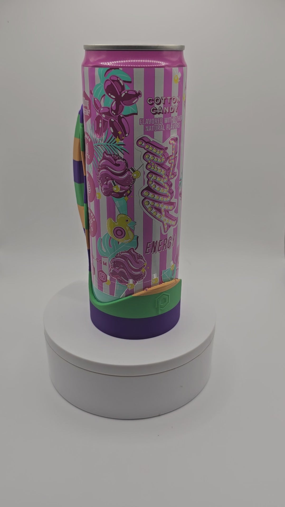 Kinetic Wave Mardi Gras Skinny Can Holder | Ergonomic 3D Printed Slim Sleeve